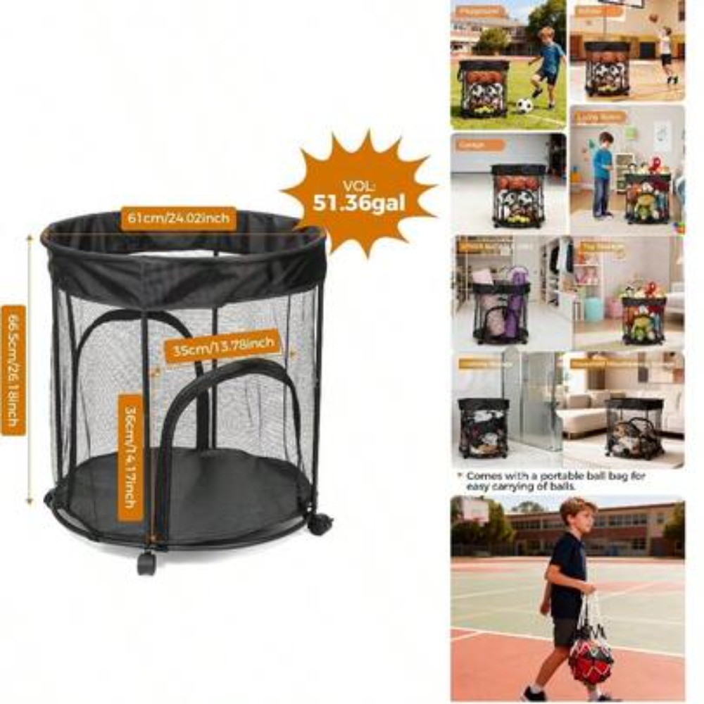 Sports Equipment Garage Organizer - Chariot de rangement pour ballons de