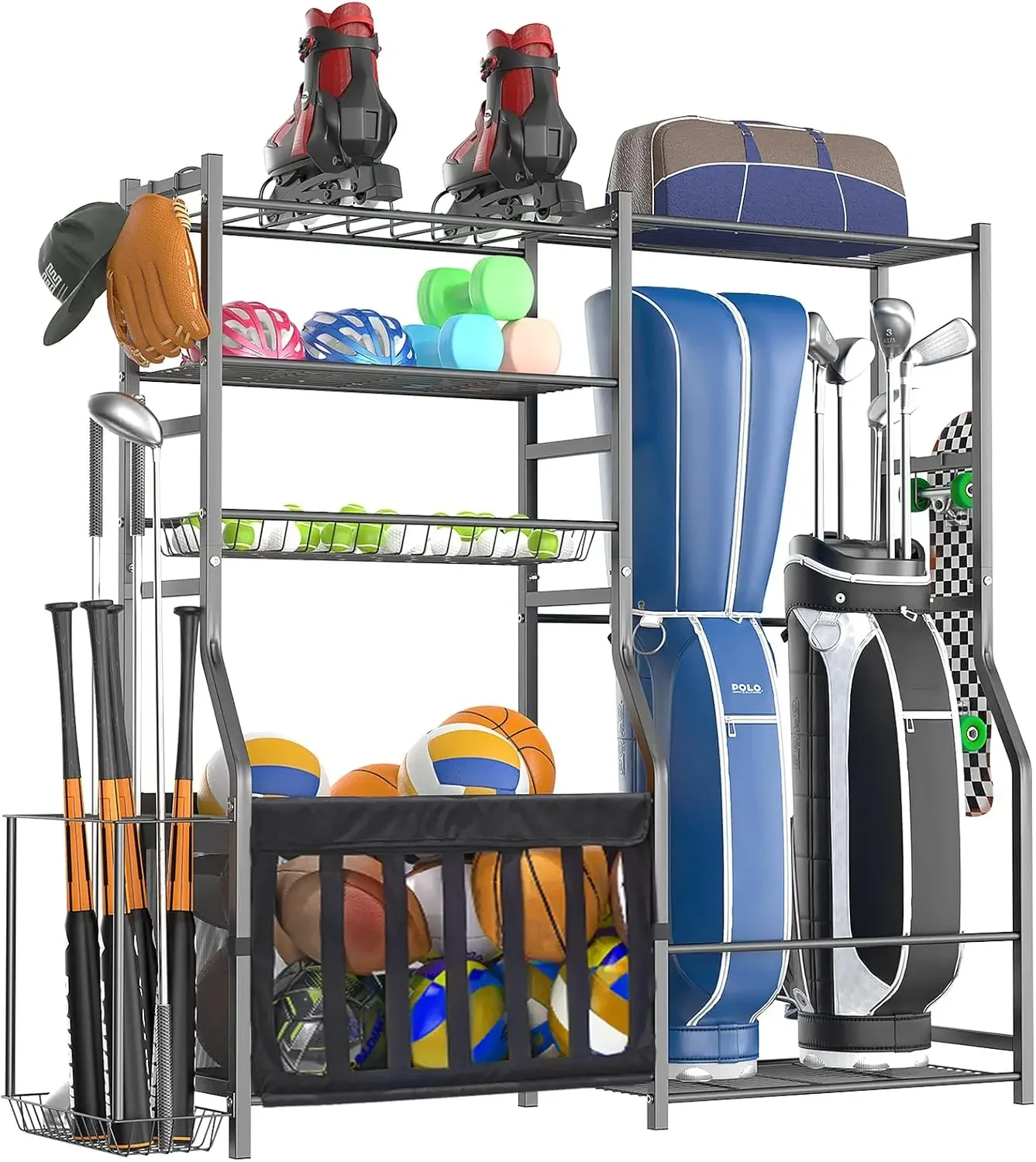 Sports Equipment Garage Organizer - Organisateur d'équipements sportifs robuste pour garage,